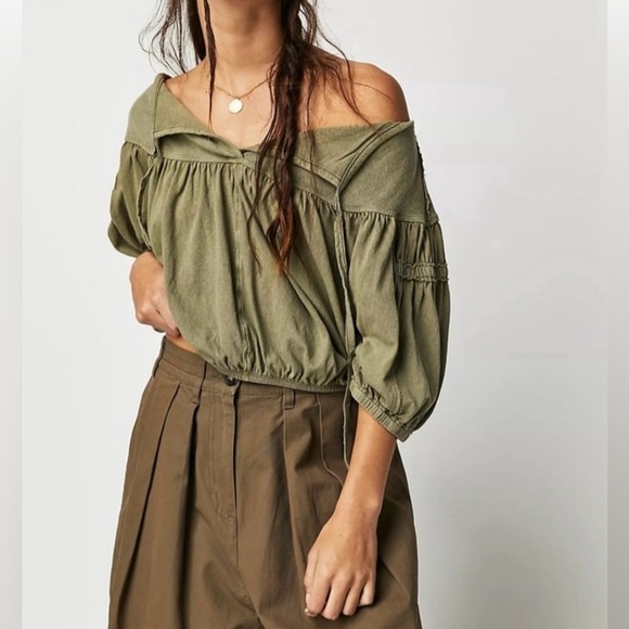 Free People Tops - 🌻🆕FREE PEOPLE NO GOOD ALONE RIB YOKE JERSEY TOP - WILLOW COLOR- SIZE SMALL